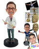 Custom Bobblehead Young Chiropractor graduate showing a model medule wearing a short lab coat and tie - Careers & Professionals Chiropractors Personalized Bobblehead & Action Figure