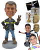 Custom Bobblehead Cool Pal Ready To Have A Go Wearing Jacket, Jeans And Heavy Boots - Careers & Professionals Athletes Personalized Bobblehead & Cake Topper