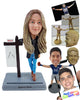 Custom Bobblehead Stylish Realtor female agent wearing nice clothe with businesscard holder on the base - Careers & Professionals Real Estate Agents Personalized Bobblehead & Action Figure