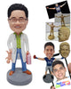 Custom Bobblehead Colorful Crazy Pediatrcian doctor holding a baby upsidedown and a hand bag wearing lab coat and a stethoscope - Careers & Professionals Medical Doctors Personalized Bobblehead & Action Figure