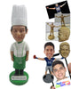 Custom Bobblehead Chef Ready To Cook And Wearing A Fashionable Cooking Outfit - Careers & Professionals Chefs Personalized Bobblehead & Cake Topper