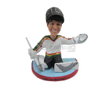 Custom Bobblehead Female Ice Hockey Goalie Making A Catch - Sports & Hobbies Ice & Field Hockey Personalized Bobblehead & Cake Topper