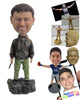 Custom Bobblehead Hunter Wearing A Camouflage Jacket Standing Over Rock - Sports & Hobbies Fishing Personalized Bobblehead & Cake Topper