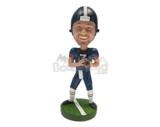 Custom Bobblehead Cool Dude Football Player Catches The Ball With Both Hands - Sports & Hobbies Football Personalized Bobblehead & Cake Topper