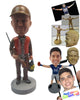 Custom Bobblehead Male Hunter Wearing Vintage Hunting Outfit With A Riffle And Kerosene Lamp - Sports & Hobbies Hunting & Outdoors Personalized Bobblehead & Cake Topper