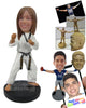 Custom Bobblehead Attractive Karate Gal Ready For A Fight - Sports & Hobbies Boxing & Martial Arts Personalized Bobblehead & Cake Topper