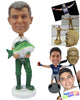 Custom Bobblehead Happy Fisherman Showing His Catch - Sports & Hobbies Fishing Personalized Bobblehead & Cake Topper