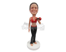 Custom Bobblehead Female Fitness Queens Wearing Sexy Gym Attire - Sports & Hobbies Weight Lifting & Body Building Personalized Bobblehead & Cake Topper