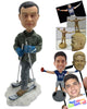 Custom Bobblehead Attractive Dude Skiing In Full Flow - Sports & Hobbies Skiing & Skating Personalized Bobblehead & Cake Topper