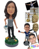 Custom Bobblehead Woman Watering Her Plants - Sports & Hobbies Yoga & Relaxation Personalized Bobblehead & Cake Topper