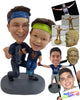 Custom Bobblehead Man Holding His Son Wearing Bandits - Sports & Hobbies Coaching & Refereeing Personalized Bobblehead & Cake Topper