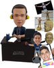 Custom Bobblehead Office guy sittin on a desk having a good coffee - Sports & Hobbies Super Executives Personalized Bobblehead & Action Figure