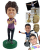 Custom Bobblehead Happy Female golfer wearng long pants and a flower ley - Sports & Hobbies Golfing Personalized Bobblehead & Action Figure