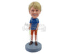 Custom Bobblehead Female hiker wearing a tshirt and shorts and a bag on the back ready to go up the hill - Sports & Hobbies Hunting & Outdoors Personalized Bobblehead & Action Figure