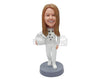 Custom Bobblehead Female wearing a bee protection garment holding a helmet on the side - Sports & Hobbies Hunting & Outdoors Personalized Bobblehead & Action Figure