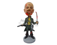 Custom Bobblehead Dangerous Zombie Holding A Knife And Gun - Super Heroes & Movies Movie Characters Personalized Bobblehead & Cake Topper