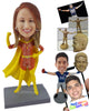 Custom Bobblehead Girl In Super Woman Costume Showing Her Muscle - Super Heroes & Movies Super Heroes Personalized Bobblehead & Cake Topper