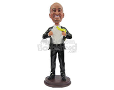 Custom Bobblehead Businessman In Formal Is Secret Superhero Costume - Super Heroes & Movies Super Heroes Personalized Bobblehead & Cake Topper