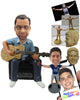 Custom Bobblehead Guitar Player Sitting On Sofa And Ready To Play Some Tunes - Musicians & Arts Strings Instruments Personalized Bobblehead & Cake Topper