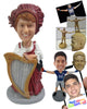 Custom Bobblehead Female Harpist Playing Harp Wearing A Vintage Outfit - Musicians & Arts Strings Instruments Personalized Bobblehead & Cake Topper