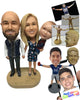 Custom Bobblehead Beautiful Family Of Three With Son In Lap Of Mother - Parents & Kids Mom, Dad & Kids Personalized Bobblehead & Cake Topper