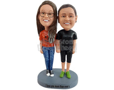 Custom Bobblehead CHANGE COLLECTION - Female Gay Couple holding hands and wearing nice stylish outfits - Parents & Kids Siblings Personalized Bobblehead & Action Figure