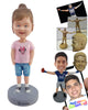 Custom Bobblehead Young girl wearing a v-neck shirt nice shorts and shoes - Parents & Kids Babies & Kids Personalized Bobblehead & Action Figure