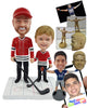 Custom Bobblehead Father and son together on a hockey game wearing jerseys and holdng sticks - Parents & Kids Dad & Kids Personalized Bobblehead & Action Figure