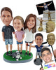 Custom Bobblehead Happy Family having a nice day out wearing confortable light outfits - Parents & Kids Mom, Dad & Kids Personalized Bobblehead & Action Figure
