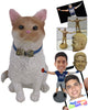 Custom Bobblehead Lovely Cat Sitting Wearing A Bow Tie - Pets & Animals Cats Personalized Bobblehead & Cake Topper