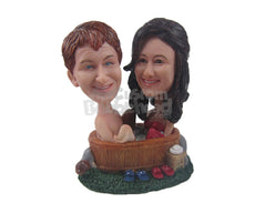 Custom Bobblehead Lovely Couple In Bath Tub - Sexy & Funny Sexy & Naughty Personalized Bobblehead & Cake Topper