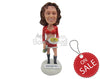 Custom Bobblehead Sexy Waitress Wearing Short Blouse And Skirt - Sexy & Funny Sexy & Naughty Personalized Bobblehead & Cake Topper