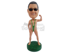 Custom Bobblehead Dude rocking wearing a funny sling thong showing his biceps - Sexy & Funny Funny Personalized Bobblehead & Action Figure