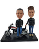 Custom Bobblehead Nice biker couple wearing identical jackets - Motor Vehicles Motorcycles Personalized Bobblehead & Action Figure