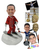 Custom Bobblehead Cool Fella In Tracksuit Skating On Ice - Holidays & Festivities Christmas Personalized Bobblehead & Cake Topper