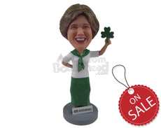 Custom Bobblehead Saint Patrick Irish Leprechaun Woman Wearing Formal Irish Attire - Holidays & Festivities St. Patrick’S Personalized Bobblehead & Cake Topper