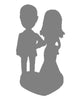 Custom Bobblehead Bride, Groom And 2 Kids Wedding Design - Wedding & Couples Bride & Groom Personalized Bobblehead & Cake Topper