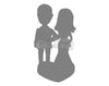 Custom Bobblehead Elder Couple Walking Hand With Male Wearing Formal And Female Wearing Casul Outfit - Wedding & Couples Couple Personalized Bobblehead & Cake Topper