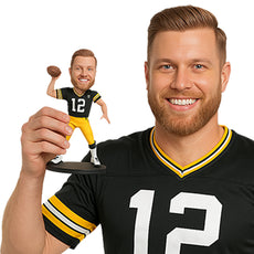 Custom Bobblehead Strong Male Football Player Throwing The Ball To His Teammate - Sports & Hobbies Football Personalized Bobblehead & Cake Topper