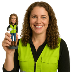 Custom Bobblehead Construction worker girl, Engineer with her hard hat under the arm - Careers & Professionals Architects & Engineers Personalized Bobblehead & Action Figure