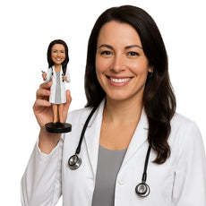 Custom Bobblehead Female Doctor Holding A Syringe In Her Hand - Careers & Professionals Medical Doctors Personalized Bobblehead & Cake Topper