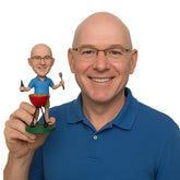 Custom Bobblehead Bbq Fanatic Dude Wearing A T-Shirt And Shorts And Sandals - Leisure & Casual Casual Males Personalized Bobblehead & Cake Topper
