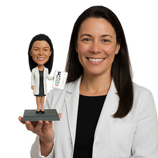 Custom Bobblehead Female Optometrist Holding an Eye Chart - Careers & Professionals Optometrists Personalized Bobblehead & Cake Topper