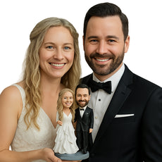 Custom Bobblehead Fabulous wedding couple wearing a luxurious dress and elegant suit and bowtie - Wedding & Couples Bride & Groom Personalized Bobblehead & Action Figure