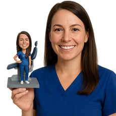 Custom Bobblehead good looking dentist gal in scrubs - Careers & Professionals Medical Doctors Personalized Bobblehead & Action Figure