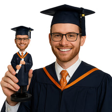 Custom Bobblehead Happy graduate student holding a diploma - Careers & Professionals Graduates Personalized Bobblehead & Action Figure