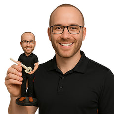 Custom Bobblehead Chiropractor In Medical Attire Holding A Spine In Hand - Careers & Professionals Chiropractors Personalized Bobblehead & Cake Topper