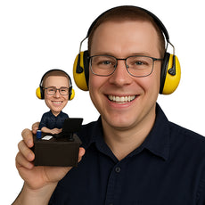 Custom Bobblehead Office guy sittin on a desk having a good coffee - Sports & Hobbies Super Executives Personalized Bobblehead & Action Figure