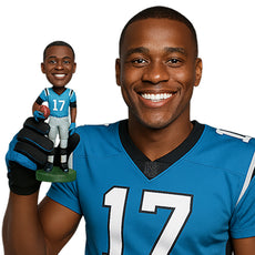 Custom Bobblehead Strong Football Player Posing With Ball In Hand - Sports & Hobbies Football Personalized Bobblehead & Cake Topper
