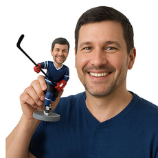 Custom Bobblehead Ice Hockey Player Running With His Hockey Stick - Sports & Hobbies Ice & Field Hockey Personalized Bobblehead & Cake Topper